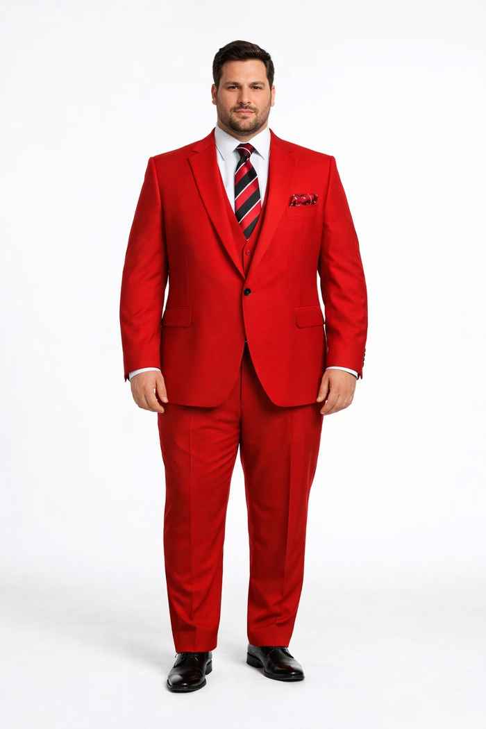 Rossiman Red Men's Suit Double Breasted Slim Fit