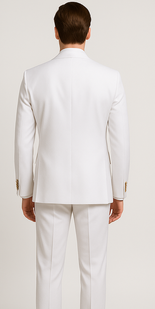 Rossiman Men's White Slim Fit Suit – Double-Breasted 3-Piece Formal Ensemble