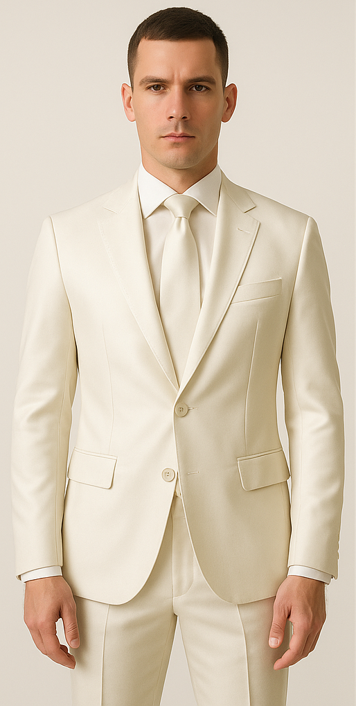 Rossiman Suit - Sateen Suit - White Shiny Suit main image 0