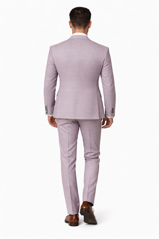 Rossiman Sharkskin Gray Plaid Suit - Double-Breasted Windowpane Suit for Men – Italian Tailored Elegance