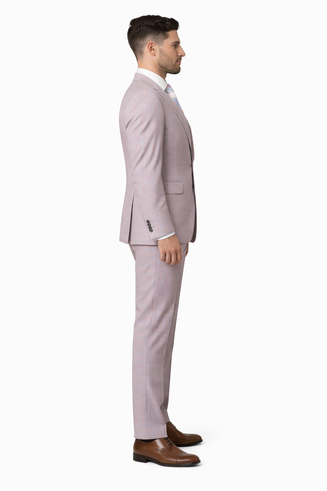 Rossiman Sharkskin Gray Plaid Suit - Double-Breasted Windowpane Suit for Men – Italian Tailored Elegance
