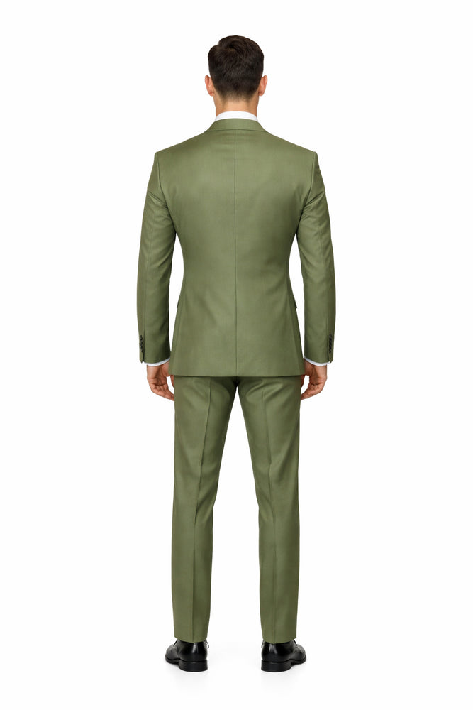 Rossiman Sovereign Olive Green 3-Piece Luxe Satin Suit