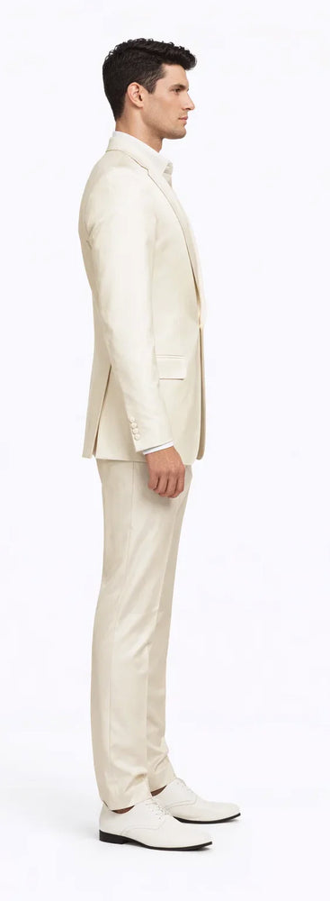 Rossiman Suit - Sateen Suit - Cream Shiny Suit