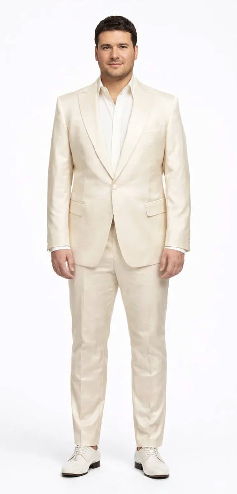 Rossiman Suit - Sateen Suit - Cream Shiny Suit
