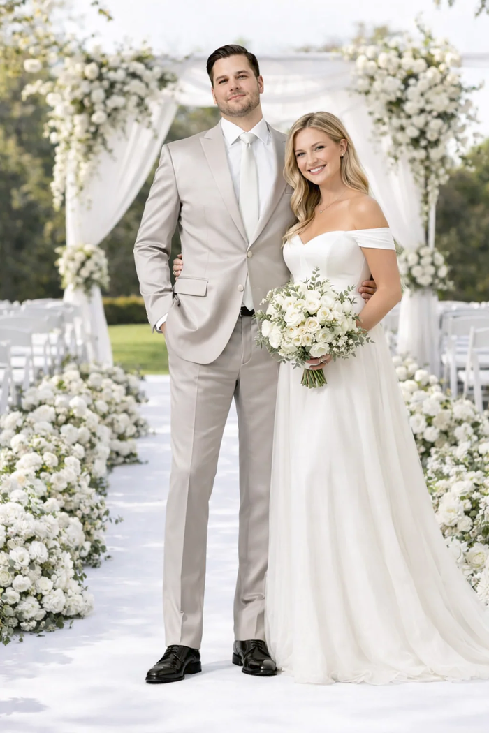 Rossiman Men’s Gray Shiny Sateen Suit | Sleek & Modern Formalwear – Italian Tailored Double-Breasted Luxury Suit