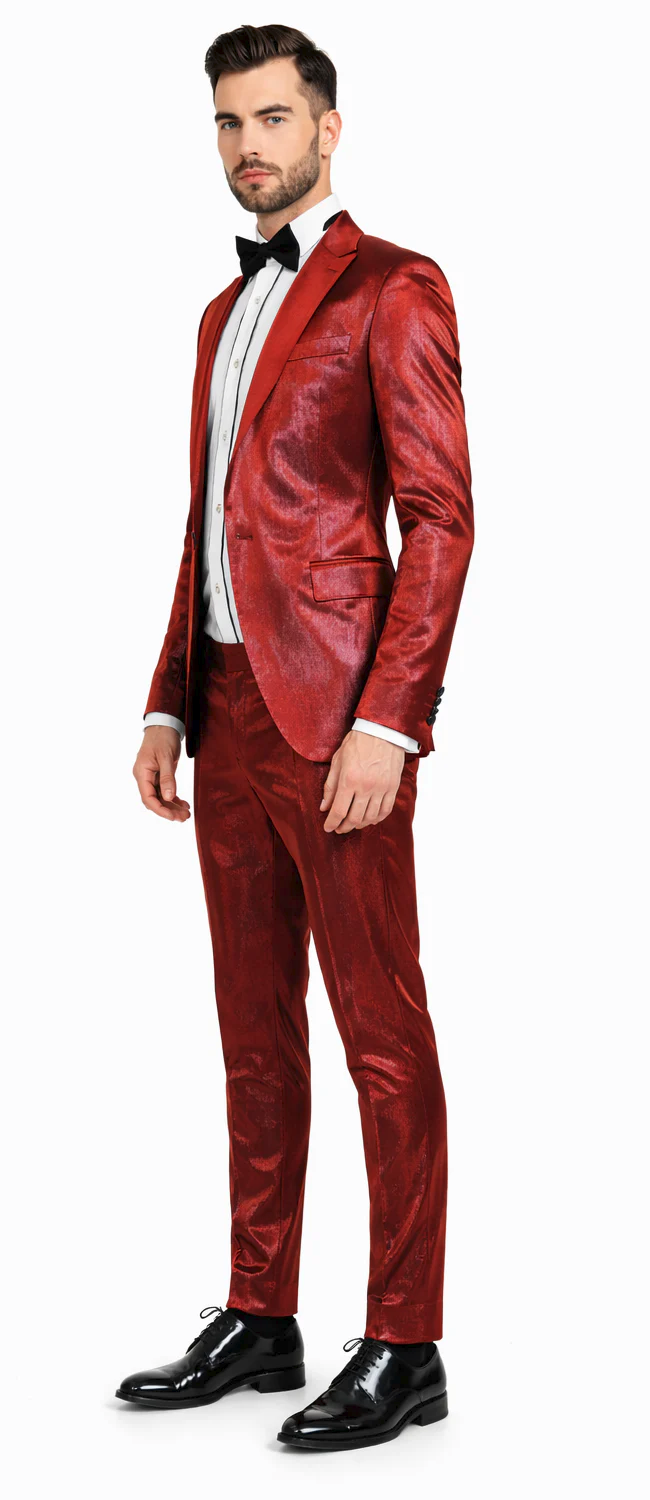 Rossiman Suit - Sateen Suit - Red Shiny Suit
