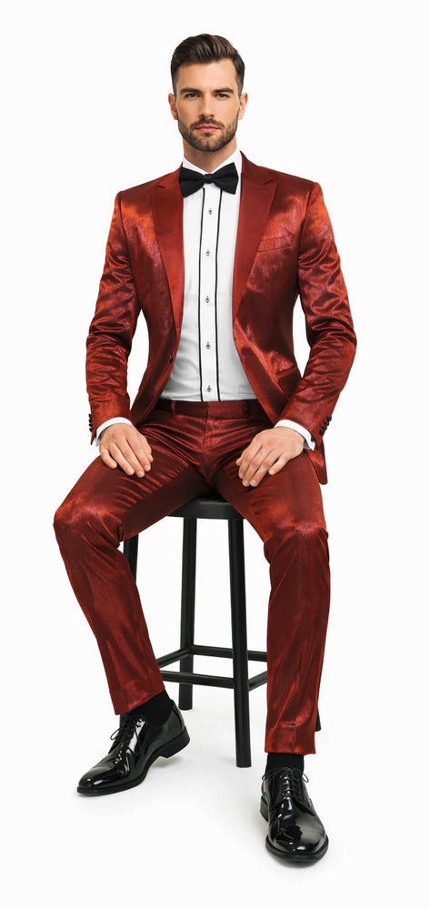 Rossiman Suit - Sateen Suit - Red Shiny Suit