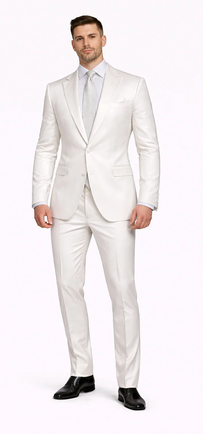 Rossiman Suit - Sateen Suit - White Shiny Suit