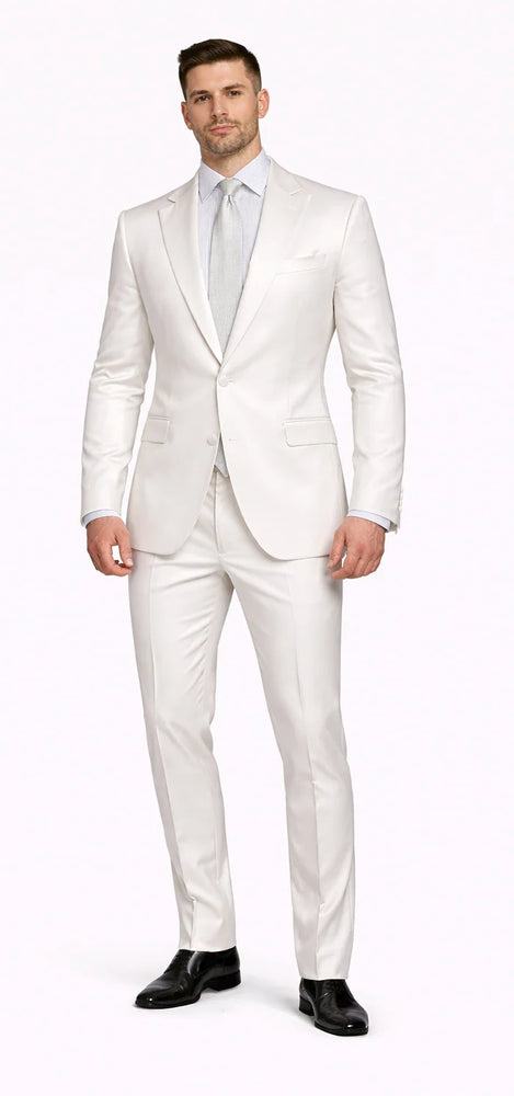 Rossiman Suit - Sateen Suit - White Shiny Suit