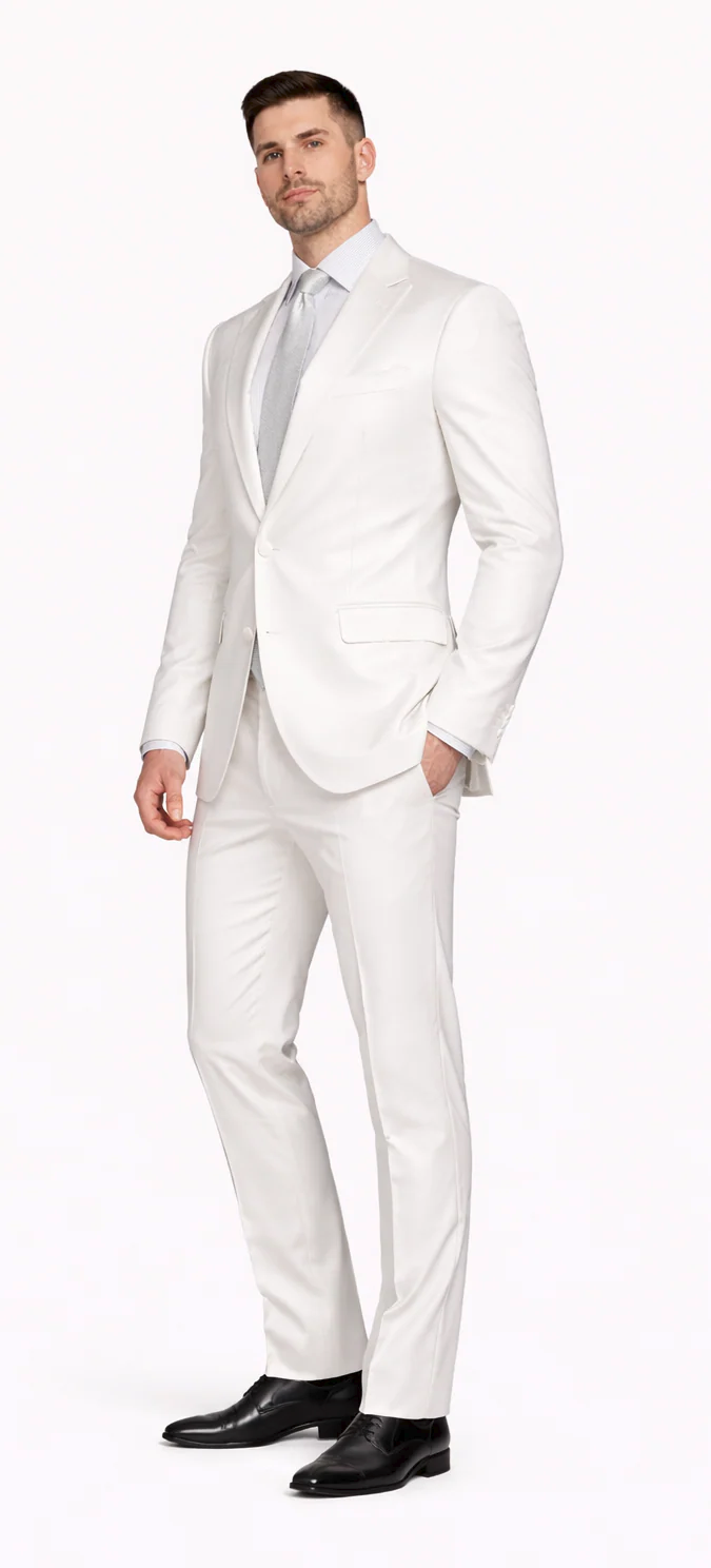 Rossiman Suit - Sateen Suit - White Shiny Suit