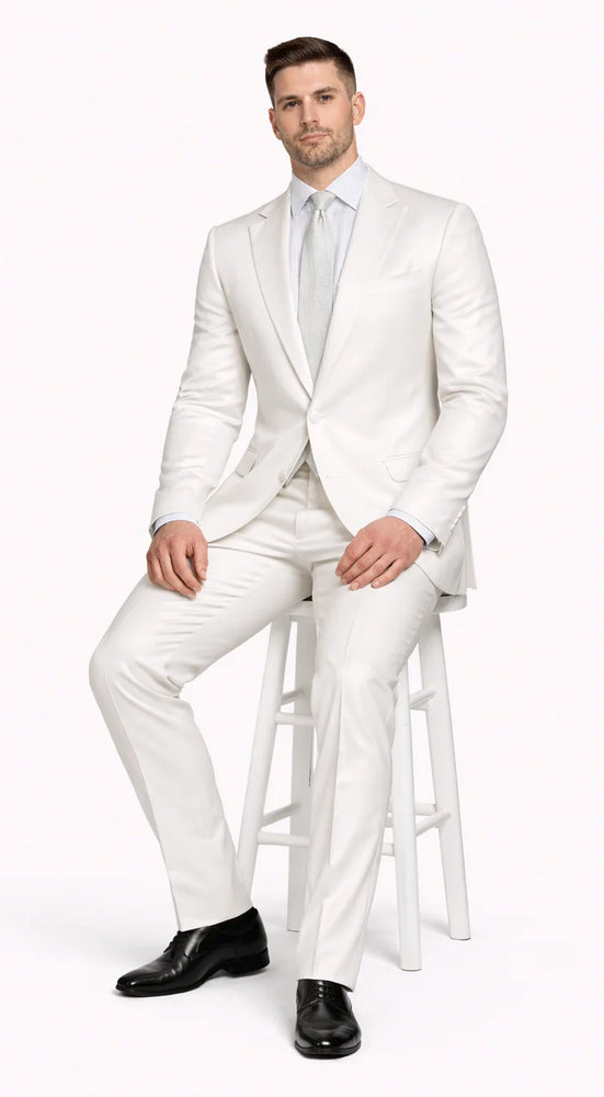 Rossiman Suit - Sateen Suit - White Shiny Suit