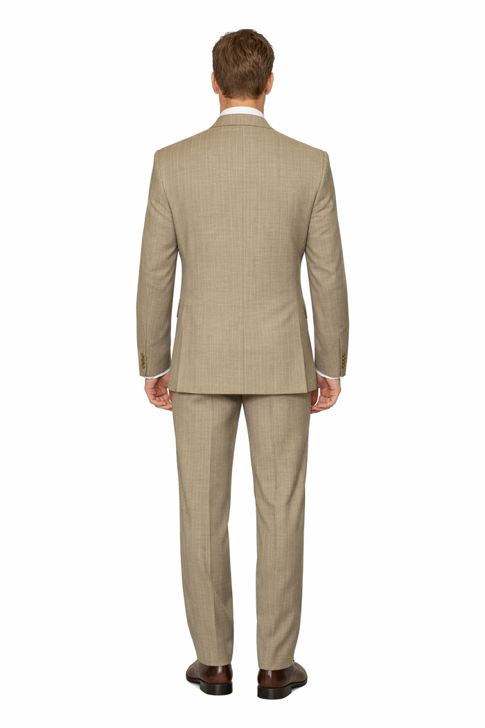 Sandstone Legacy Tan Pinstripe 3-Piece Artisan Suit by Rossiman