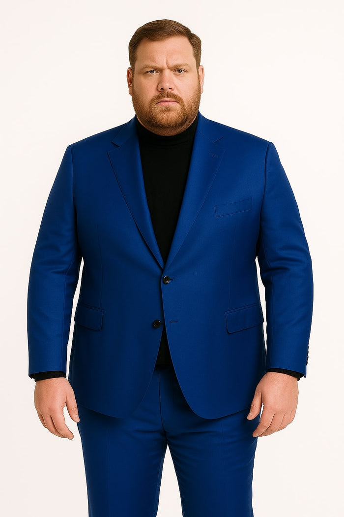 Men's Royal Blue Shiny Satin Suit – 2-Piece Slim Fit Tuxedo with Peak Lapel