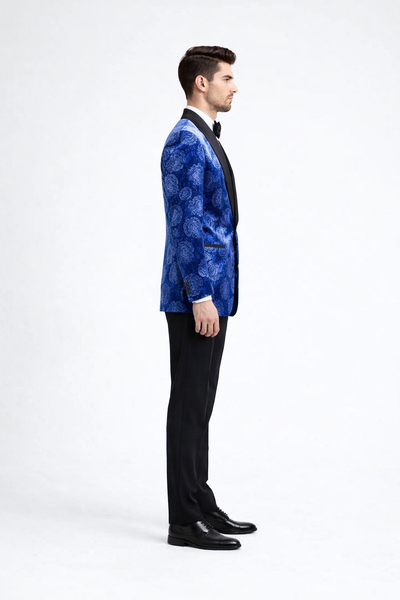 Royal Blue Rose Tuxedo Jacket with Shawl Lapel – Slim Fit