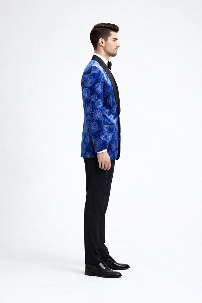 Royal Blue Rose Tuxedo Jacket with Shawl Lapel – Slim Fit