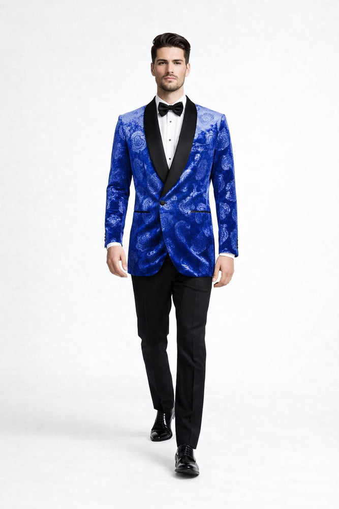 Royal Blue Rose Tuxedo Jacket with Shawl Lapel – Slim Fit