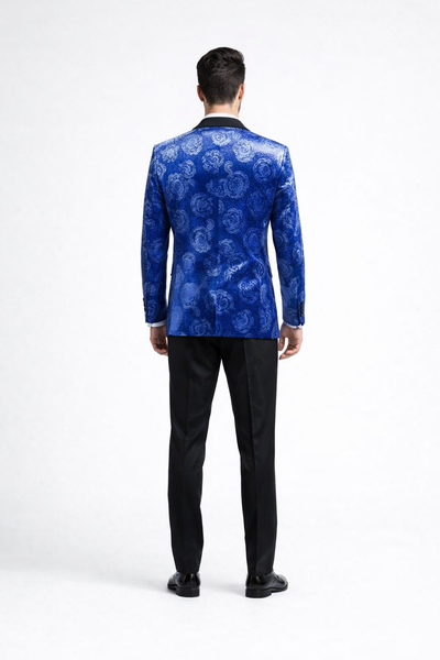 Royal Blue Rose Tuxedo Jacket with Shawl Lapel – Slim Fit