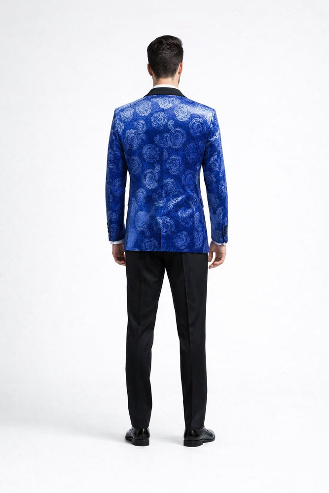 Royal Blue Rose Tuxedo Jacket with Shawl Lapel – Slim Fit