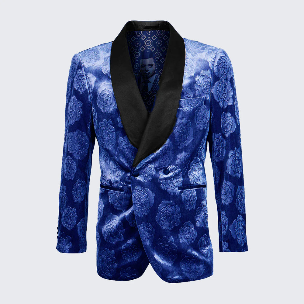 Royal Blue Rose Tuxedo Jacket with Shawl Lapel – Slim Fit