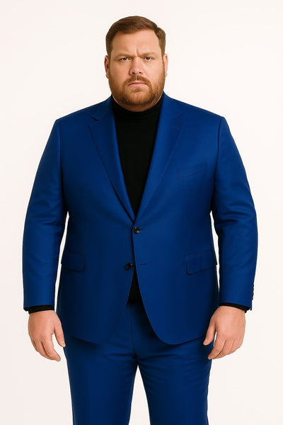 Men's Royal Blue Shiny Satin Suit – 2-Piece Slim Fit Tuxedo with Peak Lapel