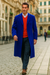 Royal Blue Men's Dress Coat full length Overcoat