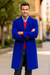 Royal Blue Men's Dress Coat full length Overcoat