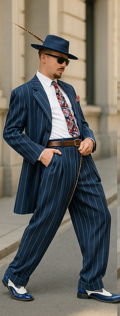 Blue Chalk Stripe Suit