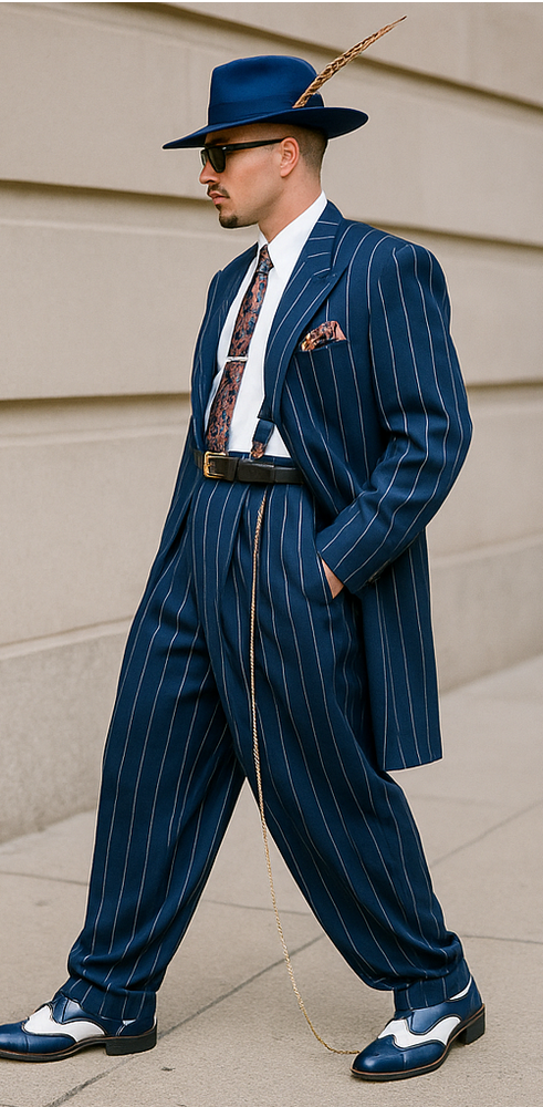 Dark Navy Blue Pinstripe Zoot Suit - Gangster Suit - 1920 Suit