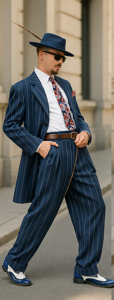 Dark Navy Blue Pinstripe Zoot Suit - Gangster Suit - 1920 Suit