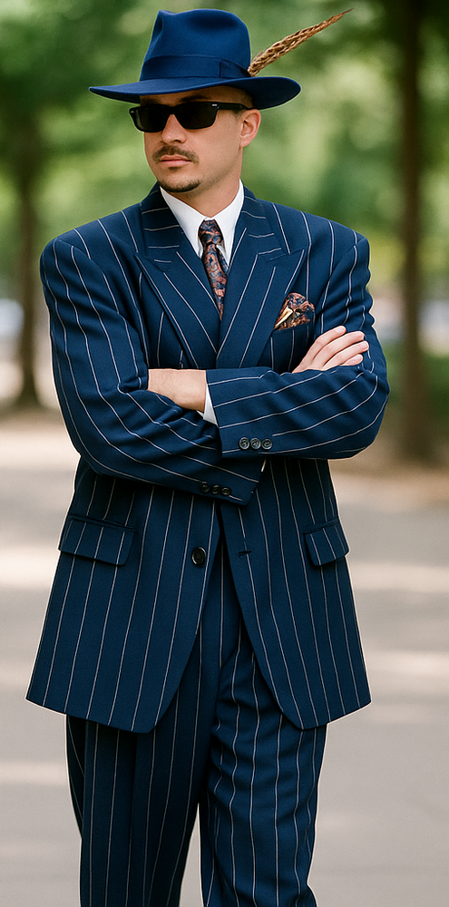 Dark Navy Blue Pinstripe Zoot Suit - Gangster Suit - 1920 Suit