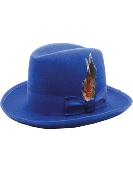 Premium Godfather Hat - Homburg Hat - Men's Homburg Royal Blue