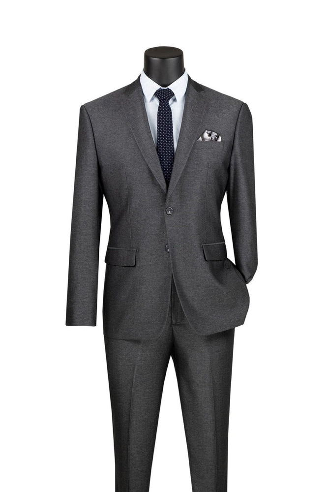Men's Slim Fit 2 Piece Suit Single Breasted 2 Button Design Smoke