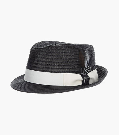 ZAYLEN FEDORA Paper Braided Pinch Front Hat