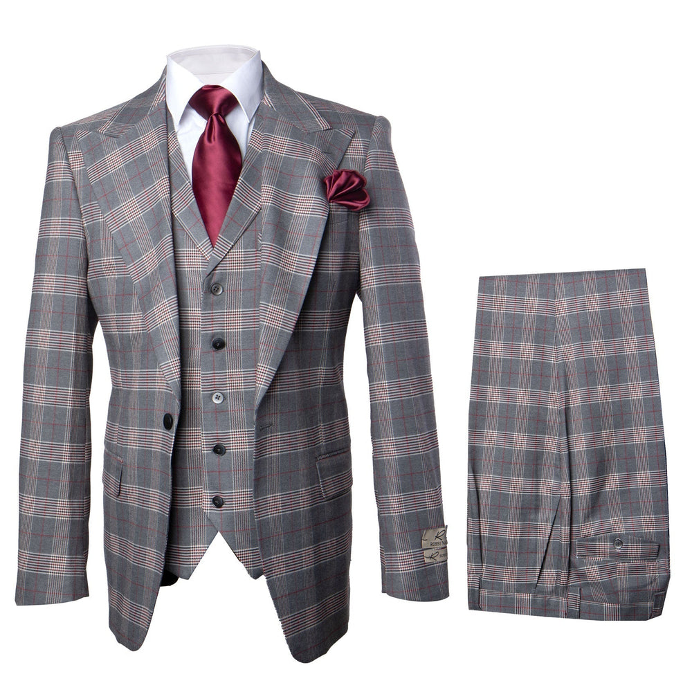 Rossi Man Sam RM2316 – Elegant Milano Tailored 3-Piece Plaid Suit