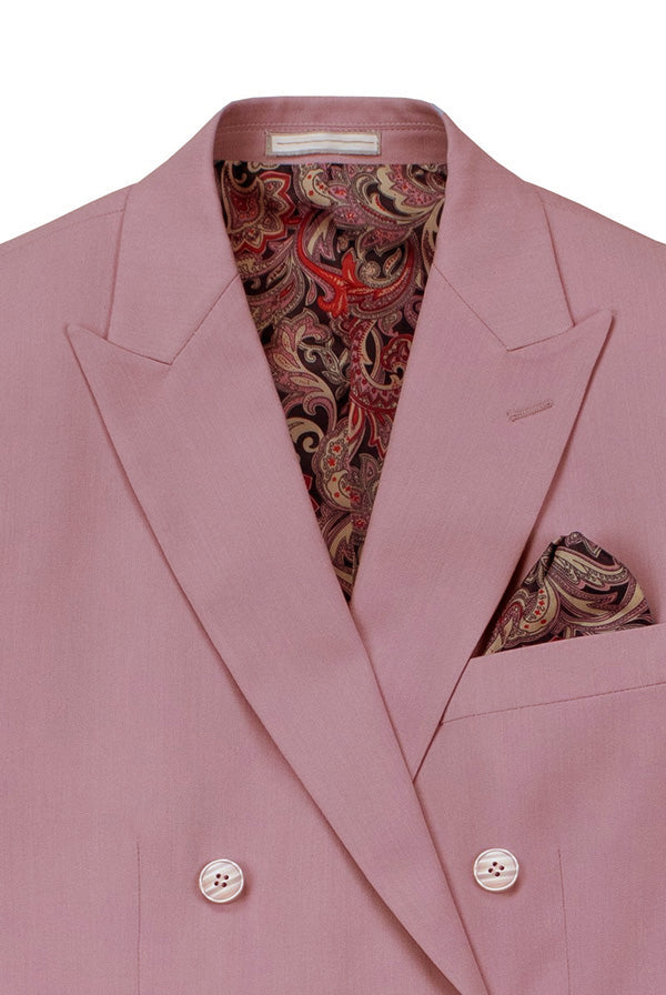Lilac Slim Fit Double Breasted 2 Piece Suit with Flexible Elastic Waistband