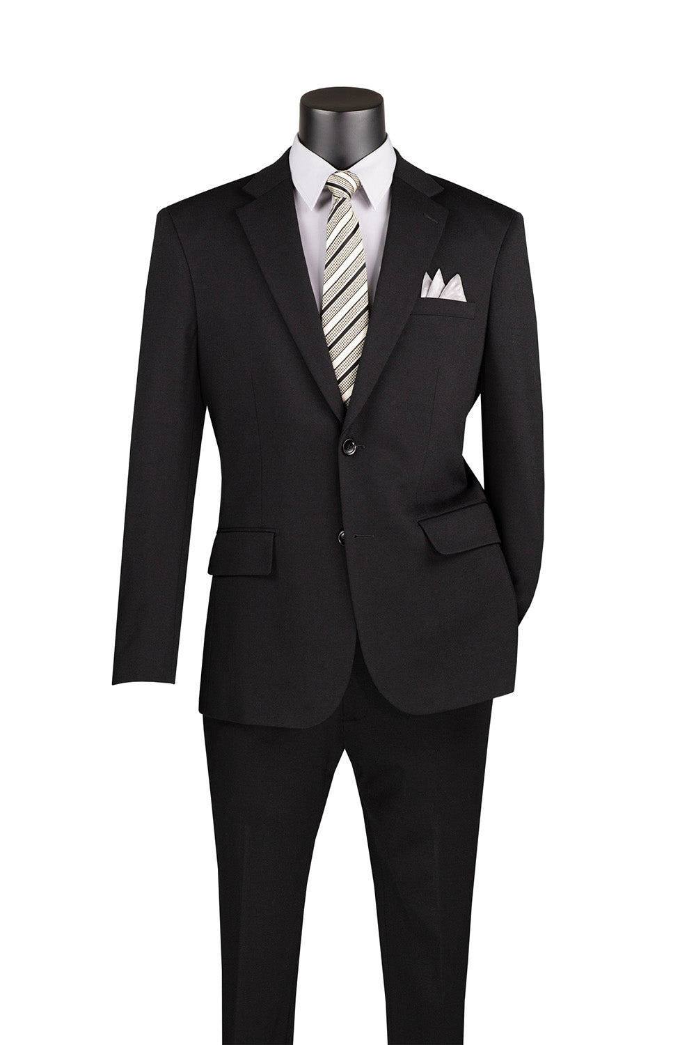 Slim Fit 3 Piece Stretch Fabric Suit with Armholes Black SV2W-8