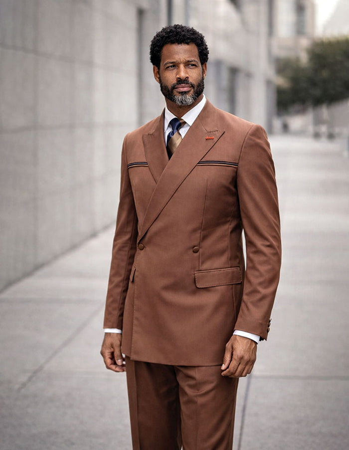 Statement Men's Double Breasted Copper Modern Fit Suit Siena