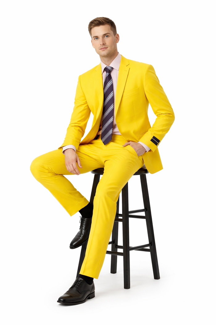 SKU#WGS7 Mens Solid Yellow Blazer $585