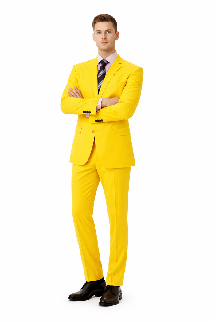 SKU#WGS7 Mens Solid Yellow Blazer $585