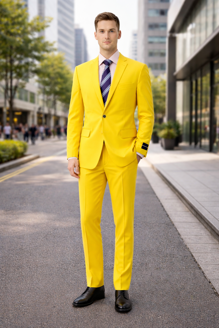 SKU#WGS7 Mens Solid Yellow Blazer $585