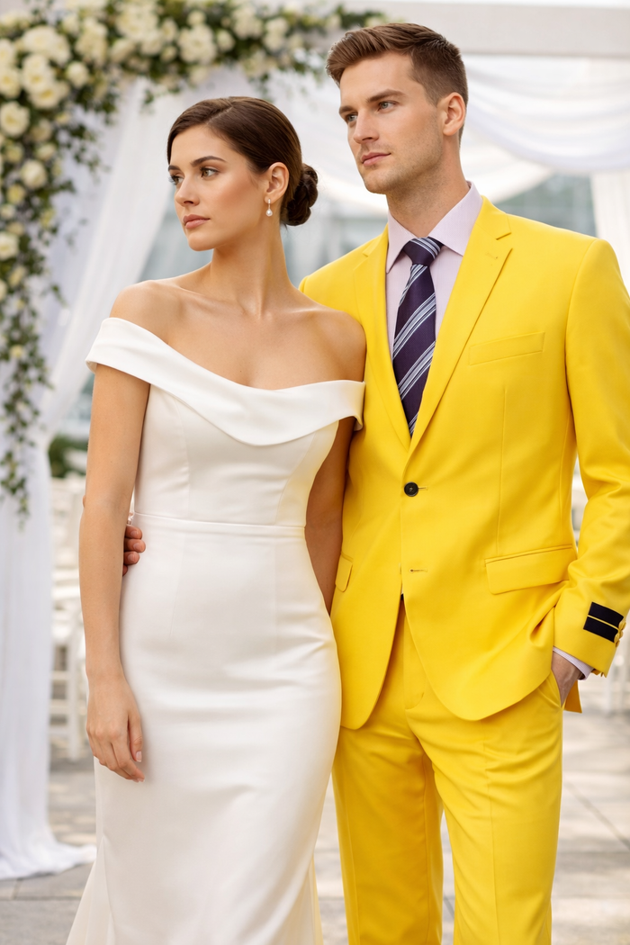 SKU#WGS7 Mens Solid Yellow Blazer $585