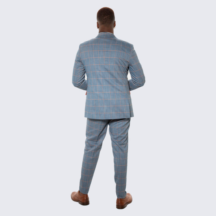 Dark Teal Windowpane Hybrid Fit Suit by Stacy Adams - Wedding - Prom