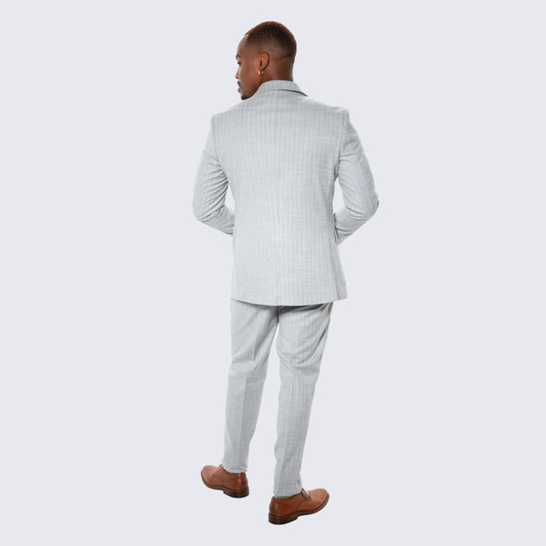 Light Grey Pinstripe Hybrid Fit Suit by Stacy Adams - Wedding - Prom