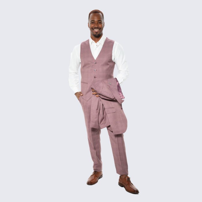 Lilac Glen Check Hybrid Fit Suit by Stacy Adams - Wedding - Prom
