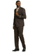 Men's Stacy Adams One Button Vested Peak Lapel Suit in Brown Glen Plaid