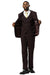 Men's Stacy Adams One Button Peak Lapel Vested Sharkskin Suit in Burgundy