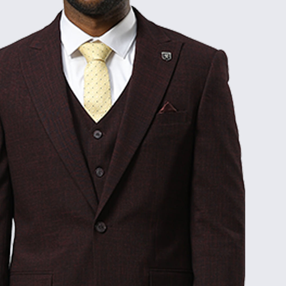 Burgundy Canvas Print Three Piece Suit By Stacy Adams - Wedding - Prom