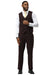 Men's Stacy Adams One Button Peak Lapel Vested Sharkskin Suit in Burgundy