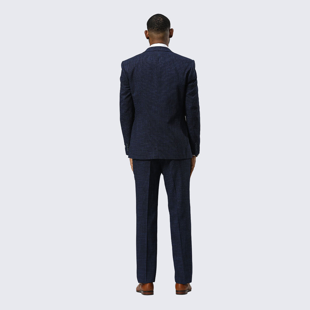 Navy Canvas Print Three Piece Suit By Stacy Adams - Wedding - Prom