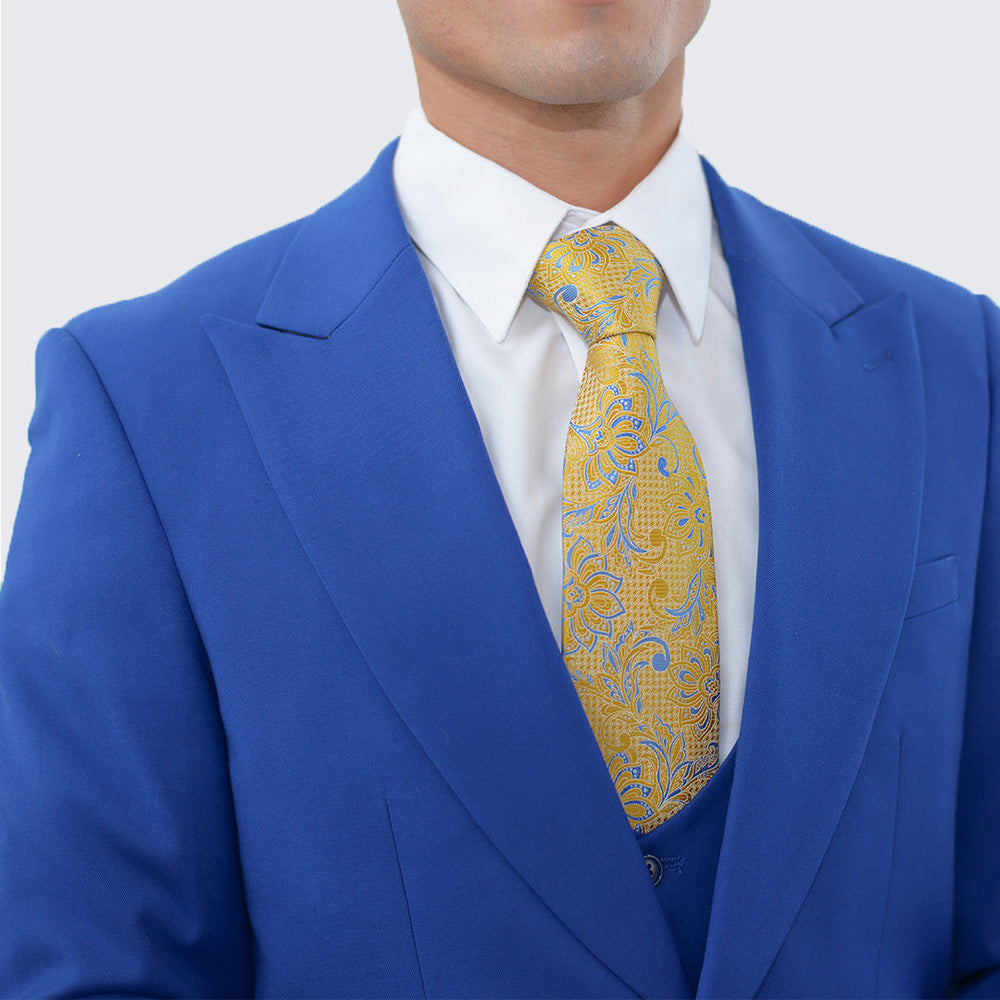 Indigo Slim Fit Three Piece Suit with Large Peak Lapel Stacy Adams - Wedding - Prom